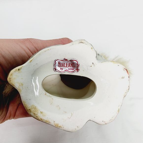 Vintage Norleans Japan Brown & White Ceramic Kitty with fluffy Ears & Tail - Picture 11 of 11